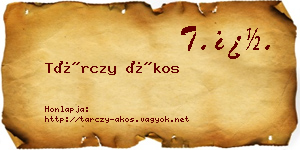 Tárczy Ákos névjegykártya